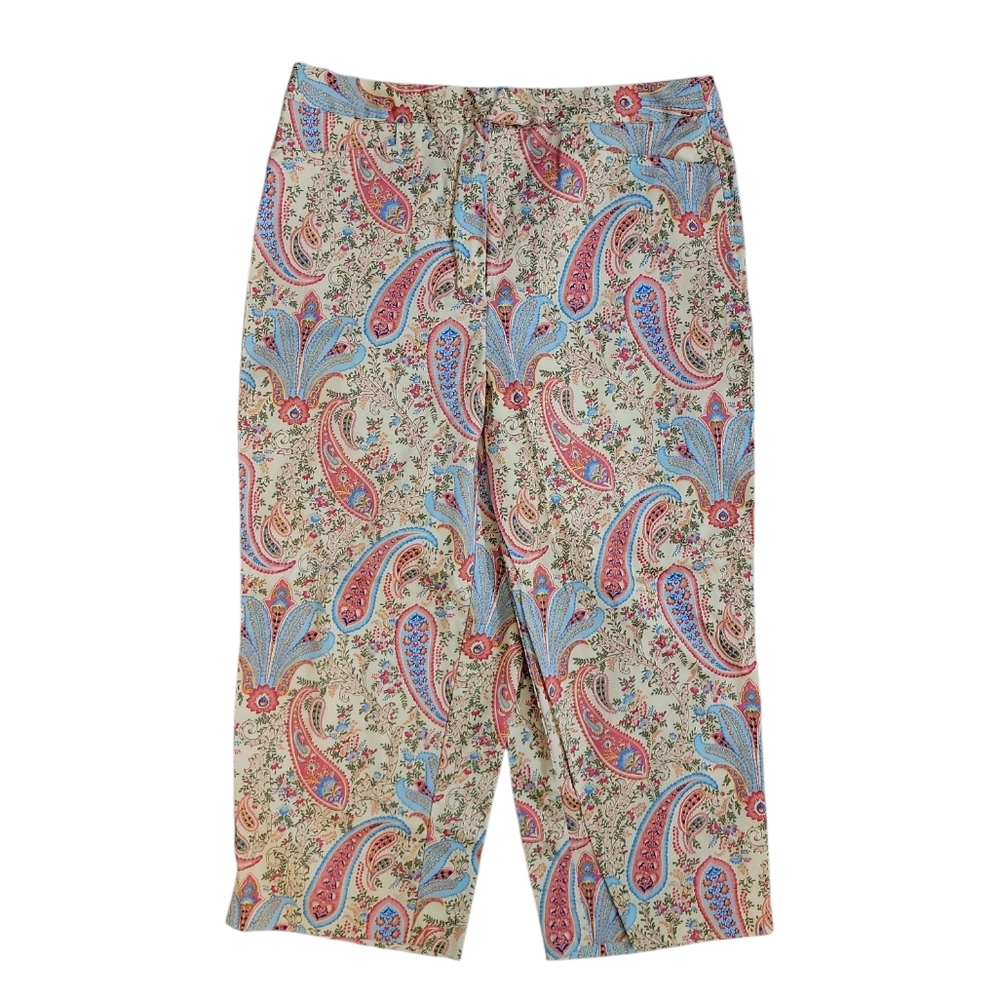 Vintage Talbots Petites Floral Paisley Summer Coloful Capris Womens Size 16‎
